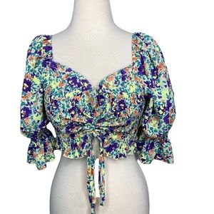 2 for $25 Nasty Gal Puff Sleeve Smocked half top